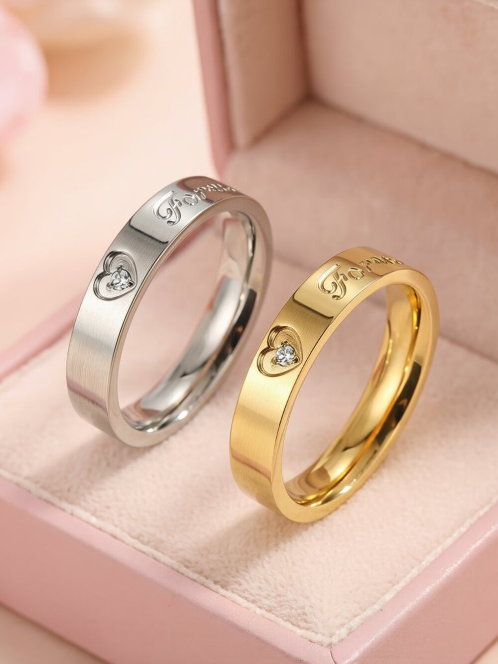 Forever Love Engraved Zirconia Ring - Promise Ring